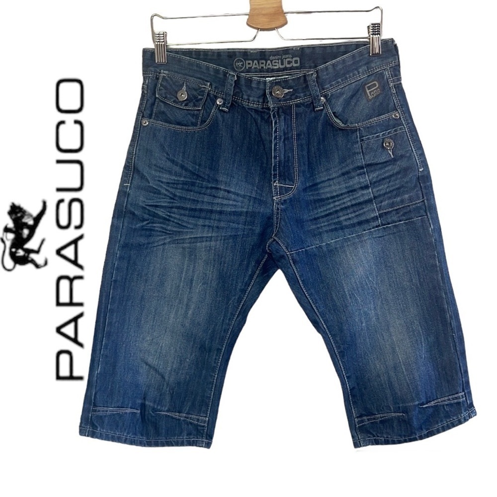 Parasuco Denim Jeans Medium Blue Wash Denim Shorts Size 32
